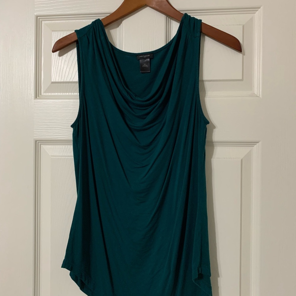 Simple Emerald green draped neck cotton tank